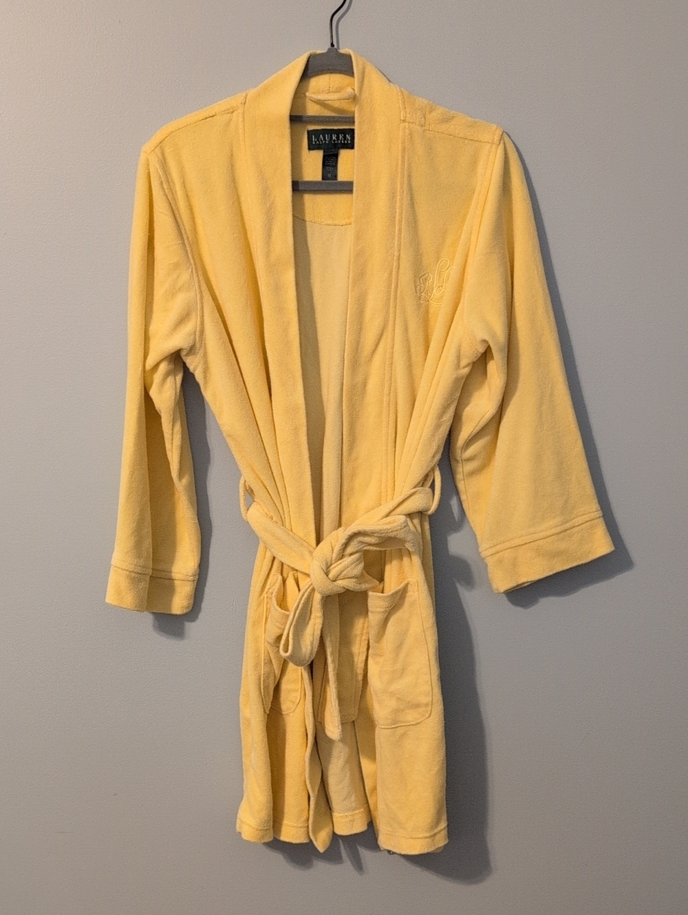 Ralph Lauren Pale Yellow Terry Robe with Waist Tie